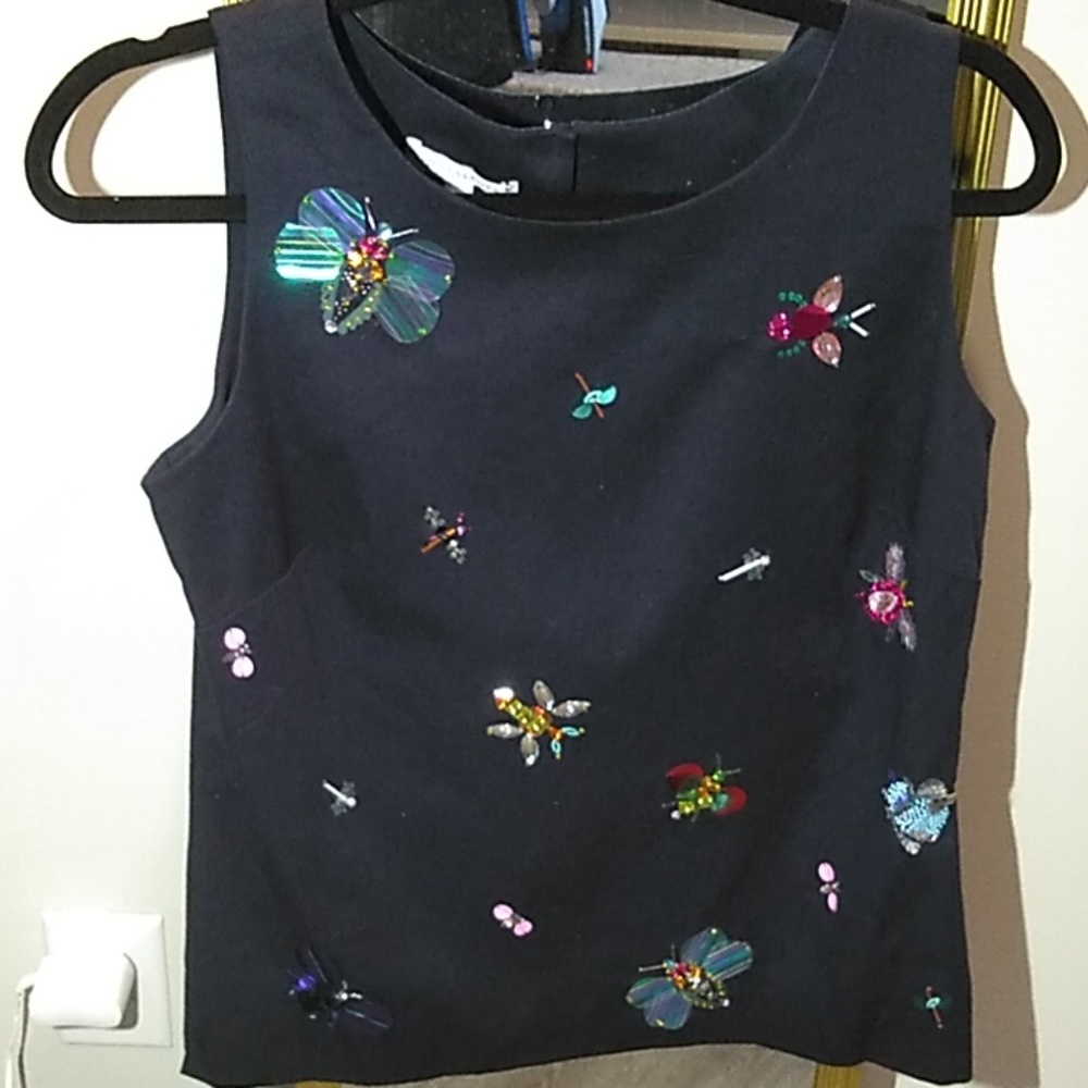 RSVP by Talbot's Indigo Faille Top w/Embellished